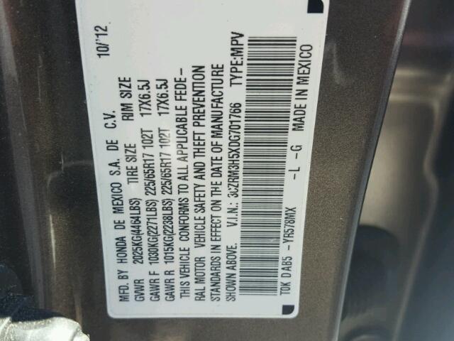 3CZRM3H5XDG701766 - 2013 HONDA CR-V EX ნაცრისფერი ფოტო 10