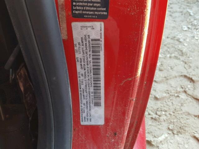 3VWSF31Y76M311795 - 2006 VOLKSWAGEN NEW BEETLE 红色 照片 10