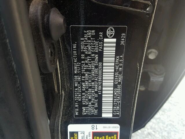 4T1BK1EB8DU002690 - 2013 TOYOTA AVALON BAS Qara foto 10