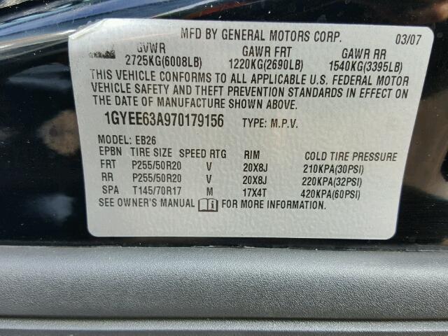 1GYEE63A970179156 - 2007 CADILLAC SRX BLACK photo 10