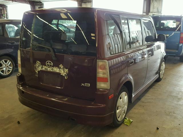 JTLKT324064056950 - 2006 SCION XB MAROON photo 4