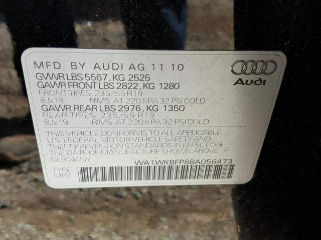 WA1WKBFP8BA056473 - 2011 AUDI Q5 PRESTIG BLACK photo 10