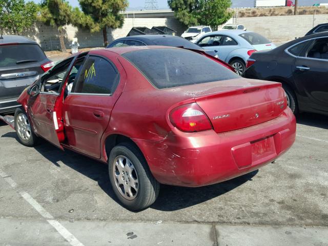 1B3ES56C35D137806 - 2005 DODGE NEON SXT RED photo 3