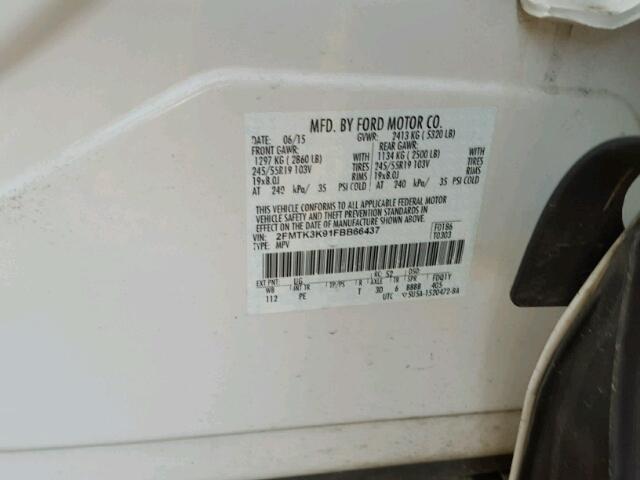 2FMTK3K91FBB66437 - 2015 FORD EDGE Білий фото 10