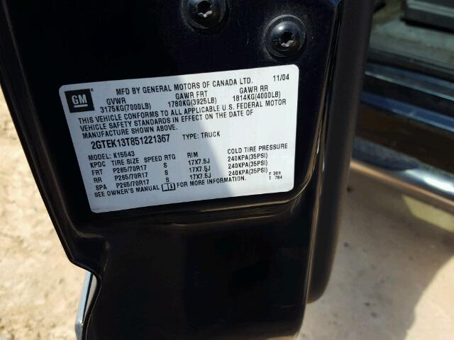 2GTEK13T851221367 - 2005 GMC NEW SIERRA BLUE photo 10