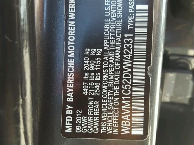 WBAVM1C52DVW42331 - 2013 BMW X1 SDRIVE2 Szary zdjęcie 10