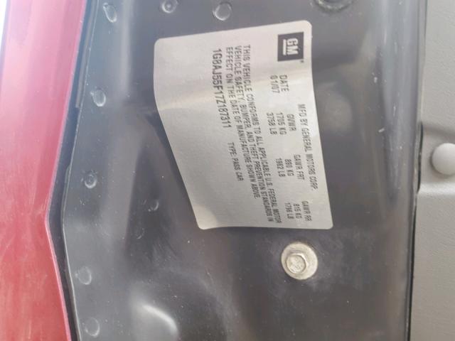 1G8AJ55F17Z187311 - 2007 SATURN ION LEVEL BURGUNDY photo 10