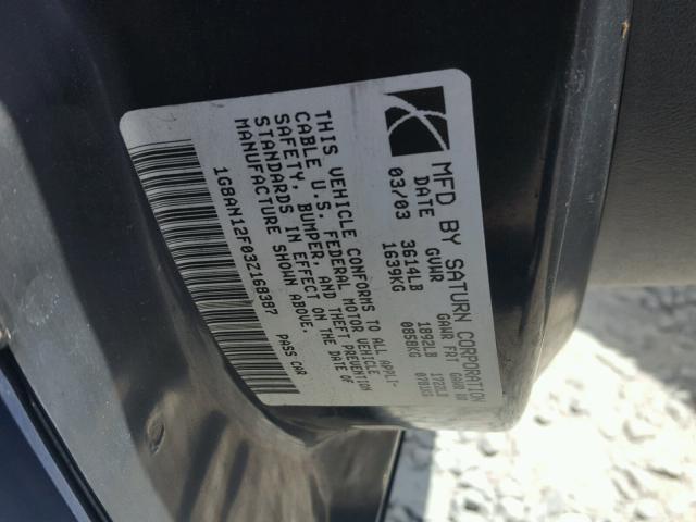 1G8AN12F03Z168387 - 2003 SATURN ION LEVEL BLUE photo 10