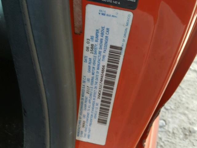 3VWCK31C74M404866 - 2004 VOLKSWAGEN NEW BEETLE 红色 照片 10