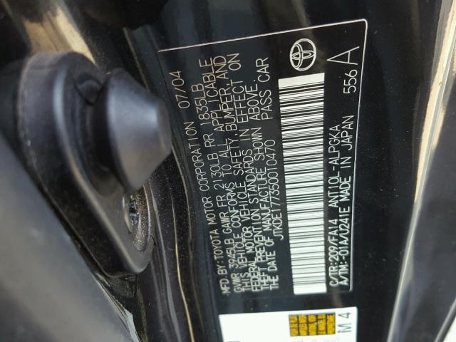 JTKDE177350010470 - 2005 TOYOTA SCION TC 黑色 照片 10