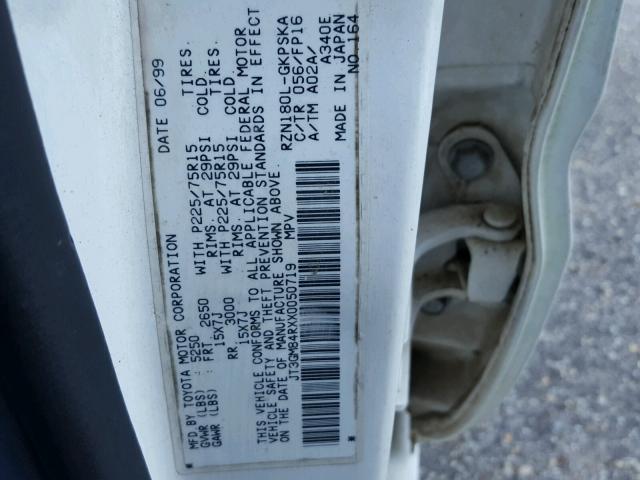 JT3GM84RXX0050719 - 1999 TOYOTA 4RUNNER WHITE photo 10