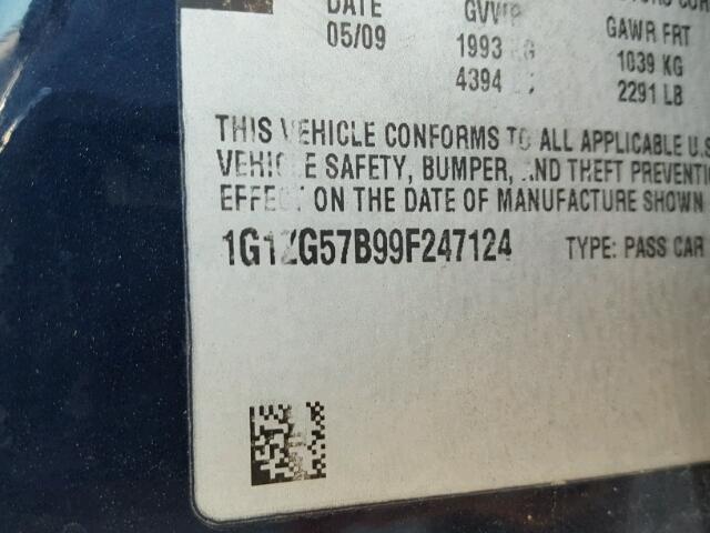 1G1ZG57B99F247124 - 2009 CHEVROLET MALIBU LS ლურჯი ფოტო 10