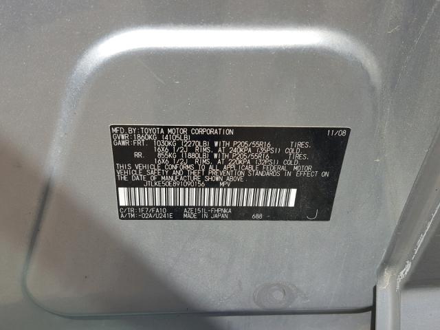JTLKE50E891090156 - 2009 TOYOTA SCION XB Silber Foto 10