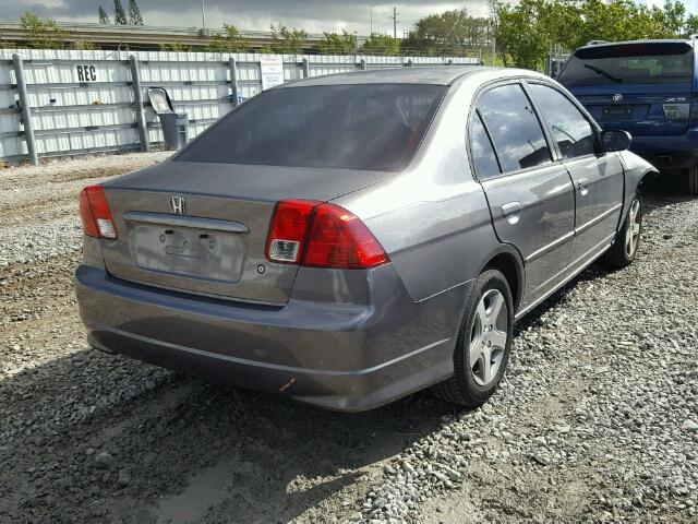 2HGES26855H616483 - 2005 HONDA CIVIC EX ნაცრისფერი ფოტო 4