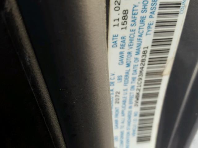 3VWBK21C93M428381 - 2003 VOLKSWAGEN NEW BEETLE ნაცრისფერი ფოტო 10