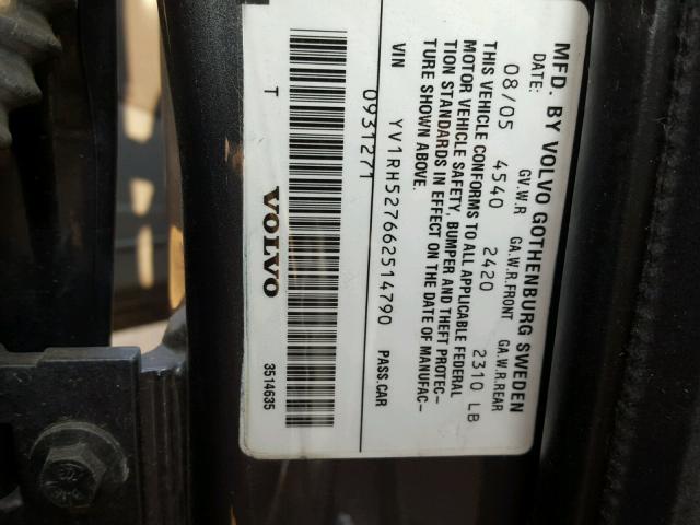 YV1RH527662514790 - 2006 VOLVO S60 R 灰色 照片 10