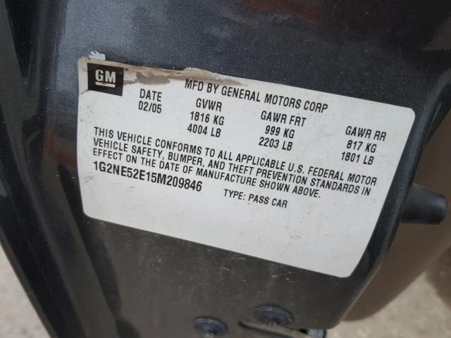 1G2NE52E15M209846 - 2005 PONTIAC GRAND AM S 灰色 照片 10