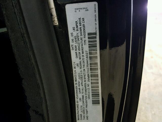 3VWBK31C75M416027 - 2005 VOLKSWAGEN NEW BEETLE Qara foto 10