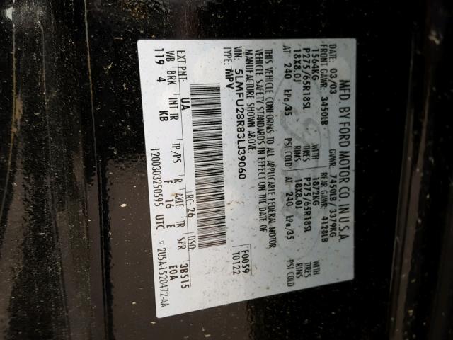 5LMFU28R83LJ39060 - 2003 LINCOLN NAVIGATOR BLACK photo 10