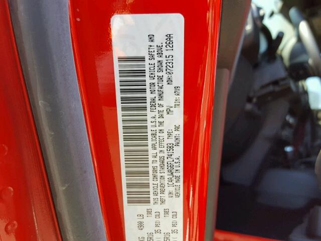 1C4AJWAG6FL741583 - 2015 JEEP WRANGLER S RED photo 10