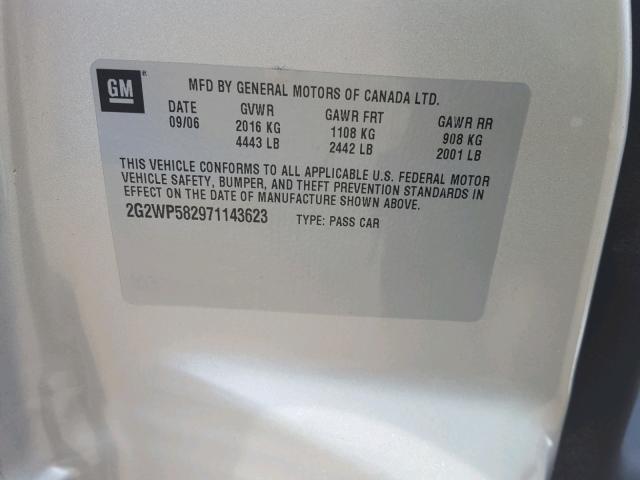 2G2WP582971143623 - 2007 PONTIAC GRAND PRIX SILVER photo 10