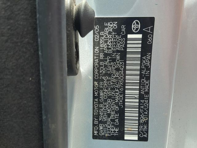 JTKDE167X50044231 - 2005 TOYOTA SCION TC 蓝色 照片 10