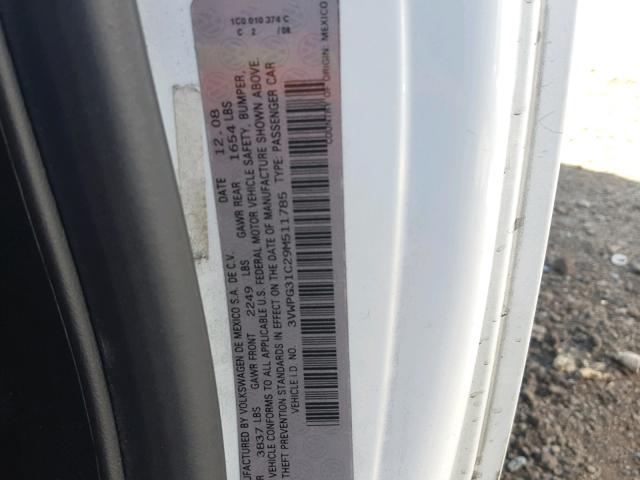 3VWPG31C29M511785 - 2009 VOLKSWAGEN NEW BEETLE თეთრი ფოტო 10