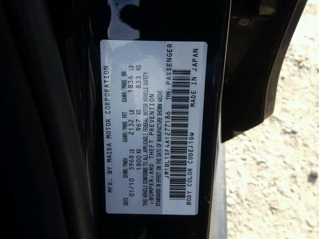 JM1BL1SF4A1277186 - 2010 MAZDA 3 I BLACK photo 10