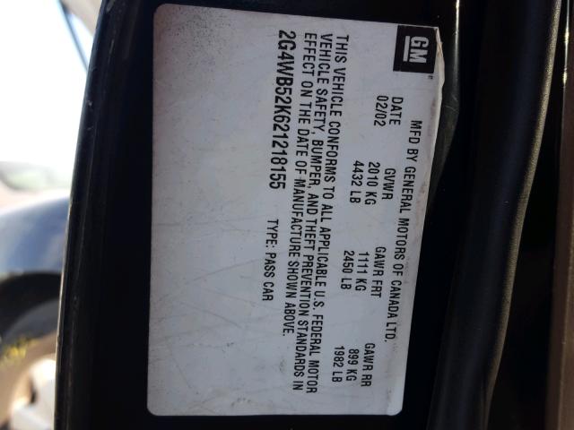 2G4WB52K621218155 - 2002 BUICK REGAL LS 黑色 照片 10