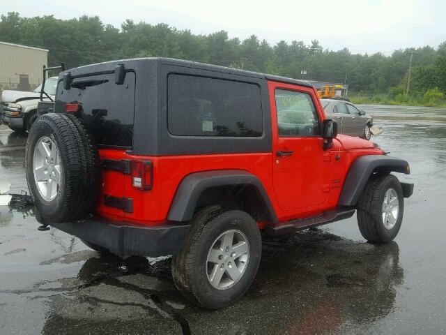 1C4AJWAG4FL505157 - 2015 JEEP WRANGLER S 红色 照片 4