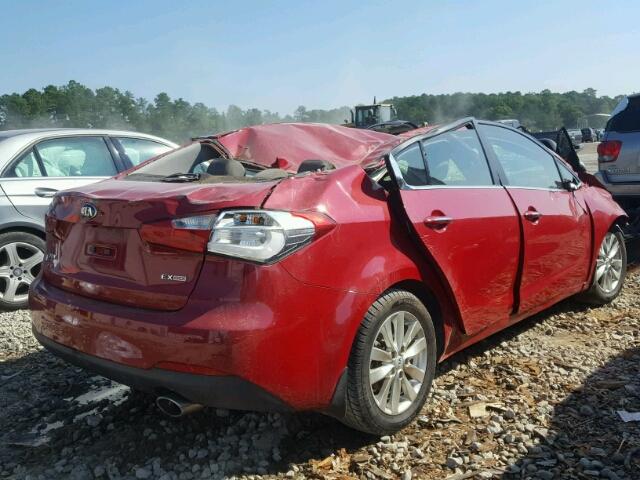 KNAFX4A81E5176628 - 2014 KIA FORTE RED photo 4