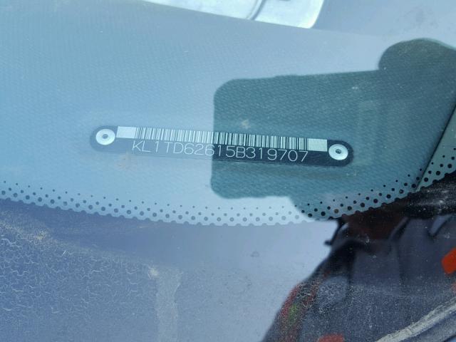 KL1TD62615B319707 - 2005 CHEVROLET AVEO BASE Կապույտ լուսանկար 10