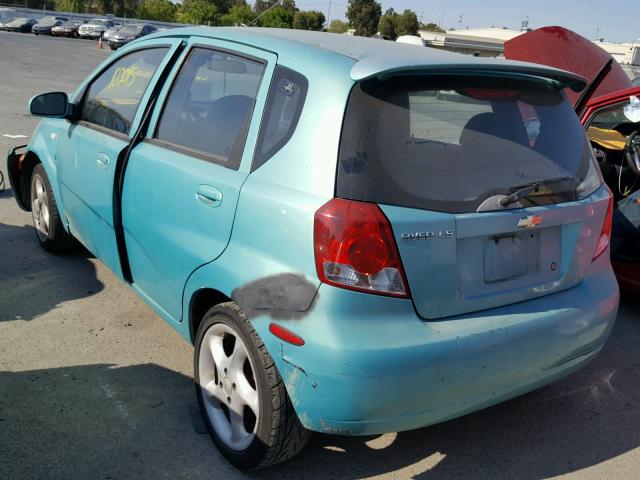 KL1TD62615B319707 - 2005 CHEVROLET AVEO BASE Կապույտ լուսանկար 3