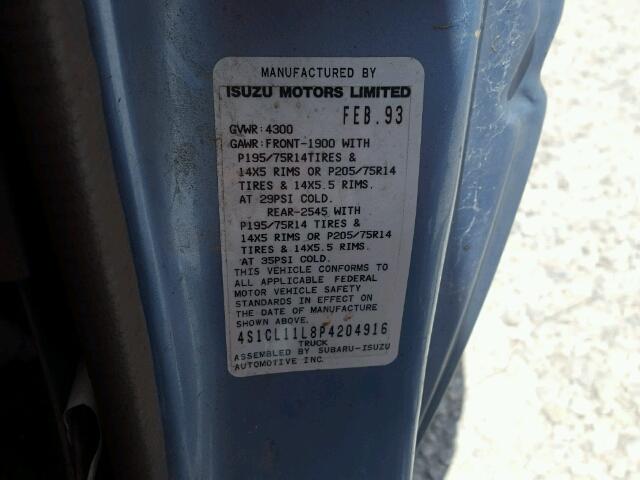 4S1CL11L8P4204916 - 1993 ISUZU CONVENTION BLUE photo 10