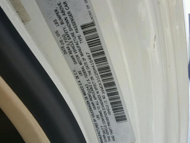 3VWCK31C25M415467 - 2005 VOLKSWAGEN NEW BEETLE 白色 照片 10