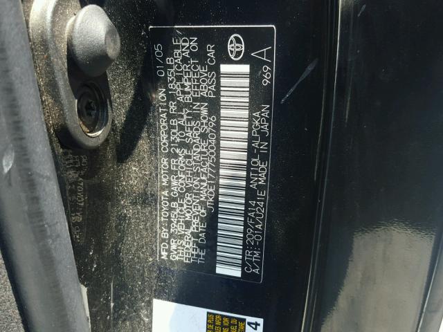 JTKDE177750040796 - 2005 TOYOTA SCION TC 黑色 照片 10