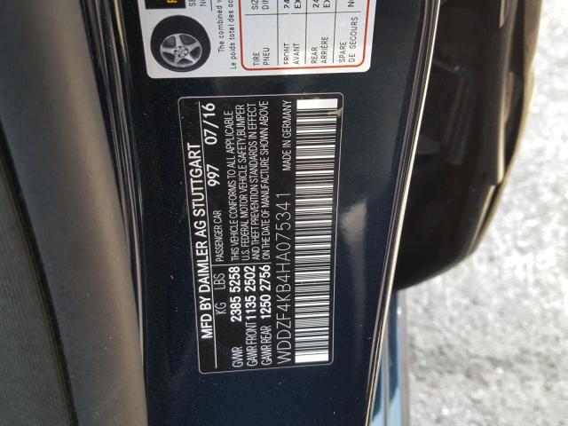 WDDZF4KB4HA075341 - 2017 MERCEDES-BENZ E 300 4MAT BLUE photo 10