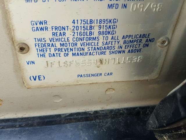 JF1SF6554XH711538 - 1999 SUBARU FORESTER S SILVER photo 10