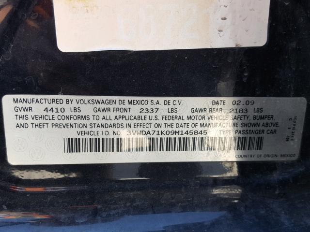 3VWDA71K09M145845 - 2009 VOLKSWAGEN GLI შავი ფოტო 10