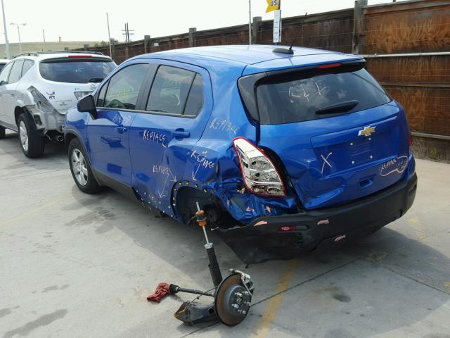 KL7CJPSB6FB195842 - 2015 CHEVROLET TRAX 1LS BLUE photo 3