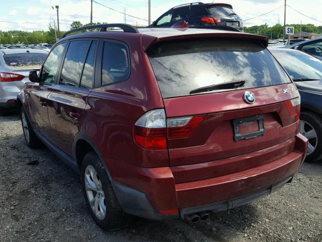 WBXPC93449WJ29056 - 2009 BMW X3 XDRIVE3 BURGUNDY photo 3