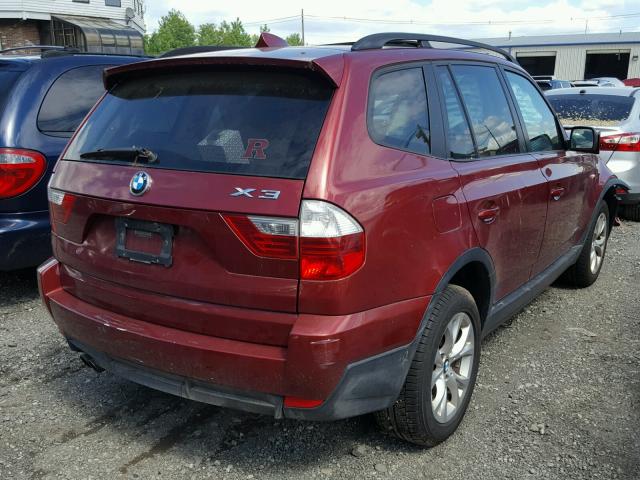 WBXPC93449WJ29056 - 2009 BMW X3 XDRIVE3 BURGUNDY photo 4