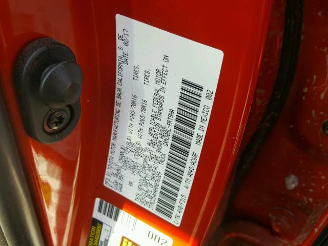 3TMCZ5AN4HM076209 - 2017 TOYOTA TACOMA DOU ნარინჯისფერი ფოტო 10