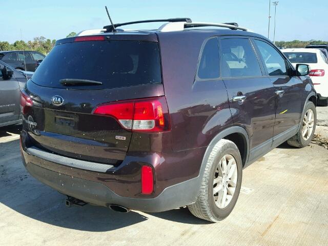 5XYKT3A64EG544622 - 2014 KIA SORENTO LX PURPLE photo 4