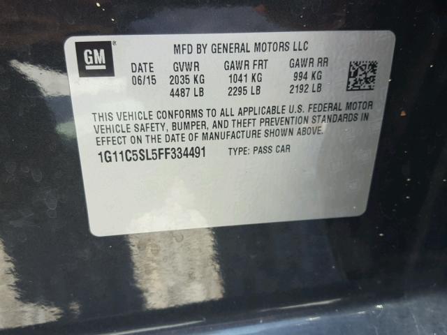 1G11C5SL5FF334491 - 2015 CHEVROLET MALIBU 1LT GRAY photo 10