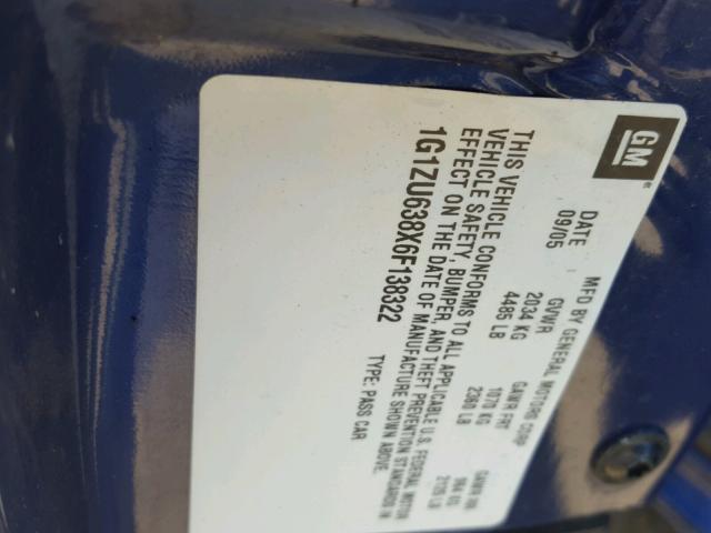 1G1ZU638X6F138322 - 2006 CHEVROLET MALIBU MAX BLUE photo 10