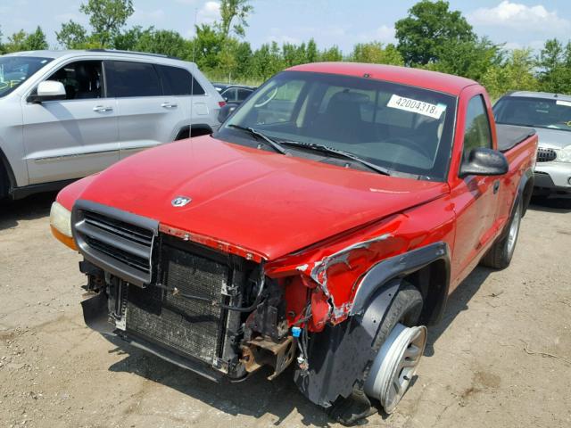 1B7FL16X02S712978 - 2002 DODGE DAKOTA BAS RED photo 2