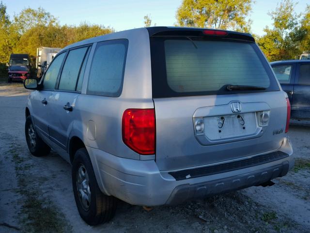 2HKYF18124H546215 - 2004 HONDA PILOT LX SILVER photo 3