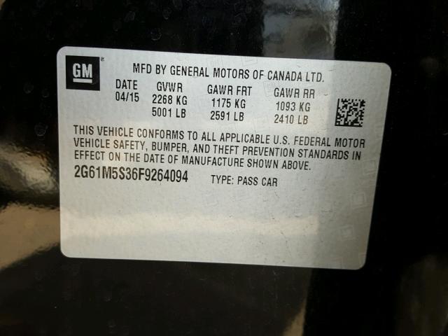 2G61M5S36F9264094 - 2015 CADILLAC XTS LUXURY BLACK photo 10