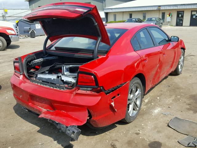 2C3CDXJG5DH538754 - 2013 DODGE CHARGER SX RED photo 4